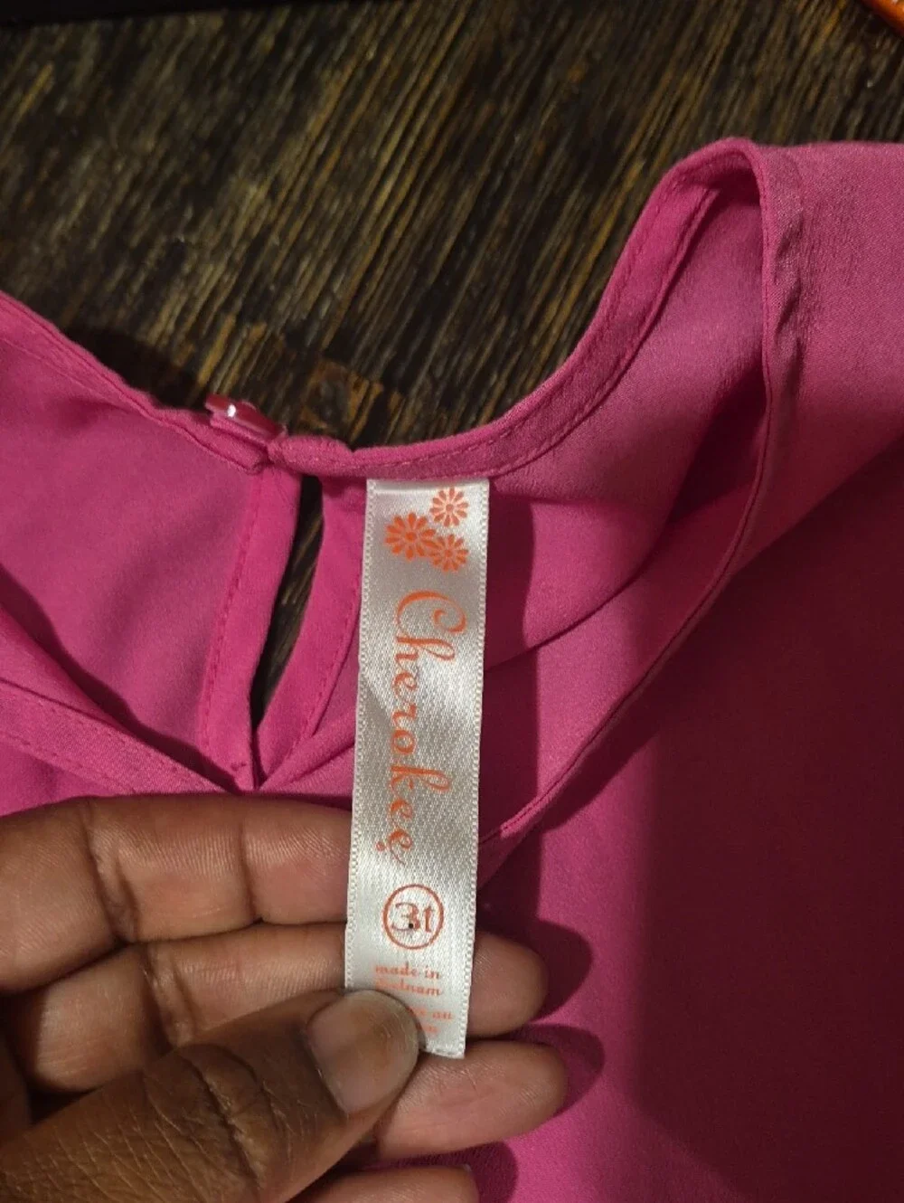 Cherokee Hot Pink Blouse with Coral Logo Tag